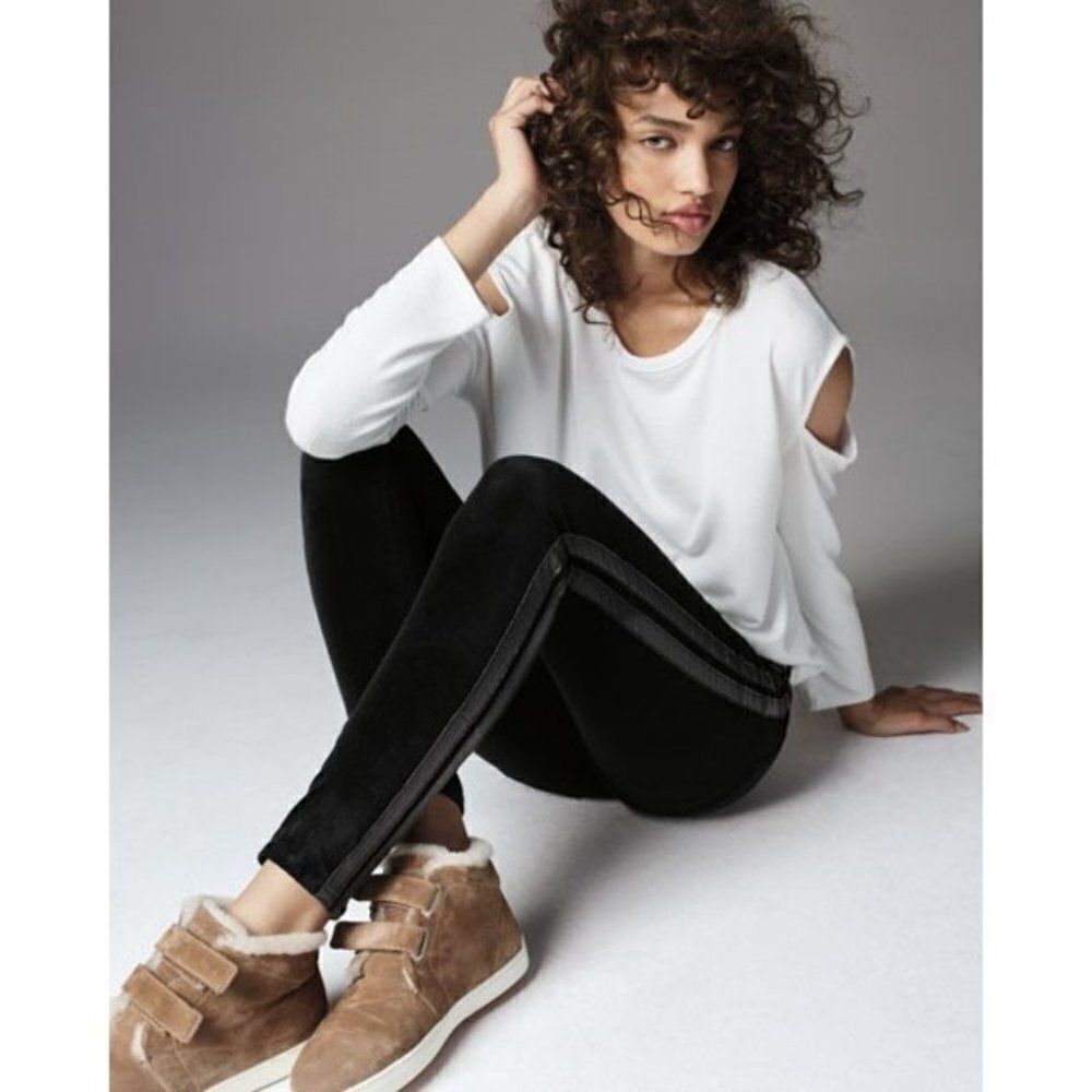 Nwt rag & bone | Mito Skinny Velvet Pants with Leather Strips
